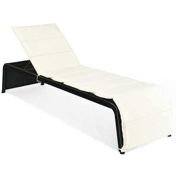 Adjustable Patio Rattan Lounge Chair  with Cushioned