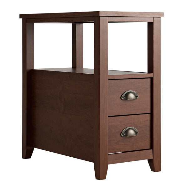 23.5 x 12 Inch Rectangular Nightstand with Shelf and 2 Drawers