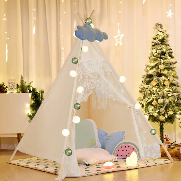 Kids Lace Teepee Tent Folding Children Playhouse W/Bag