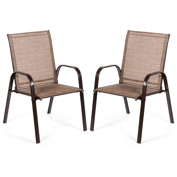 2 Pieces Patio Outdoor Dining Chair with Armrest