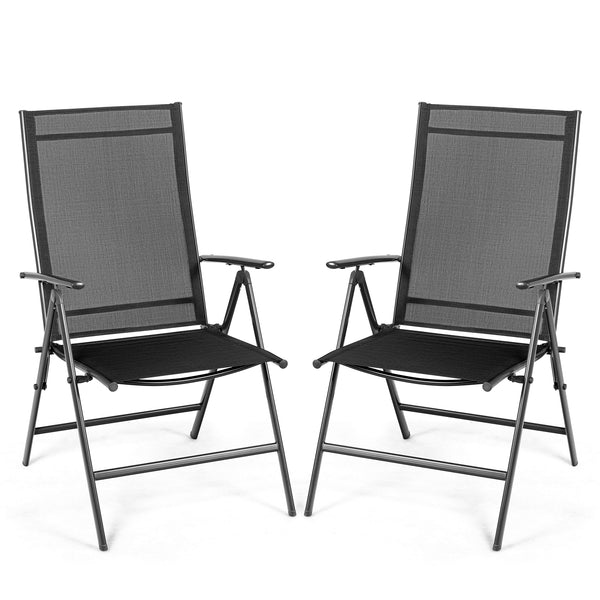 Set of 2 Adjustable Portable Patio Folding Dining Chair Recliners