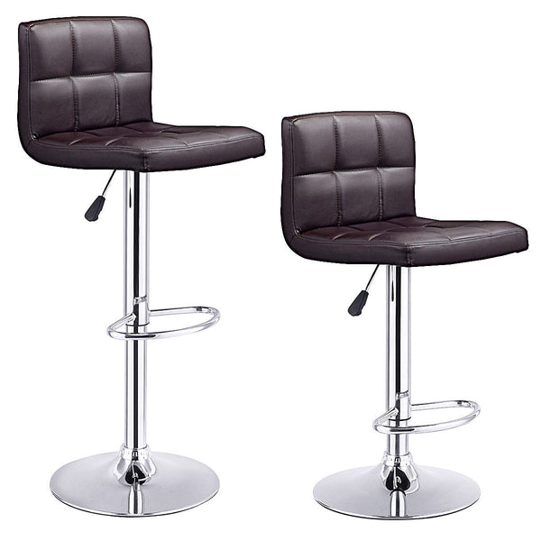 Set of 2 PU Leather Swivel Bar Stools Pub Chairs