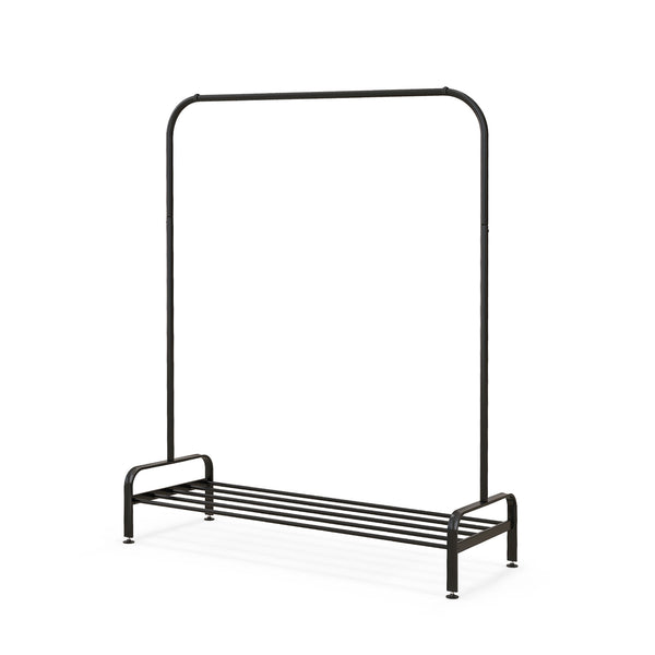 Heavy Duty Clothes Stand Rack with Top Rod and Lower Storage Shelf