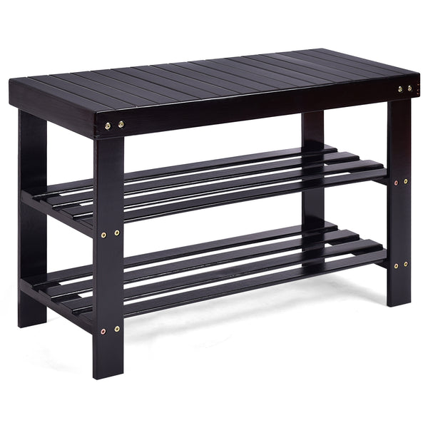 3-Tier Bamboo Shoe Rack Bench for Entryway