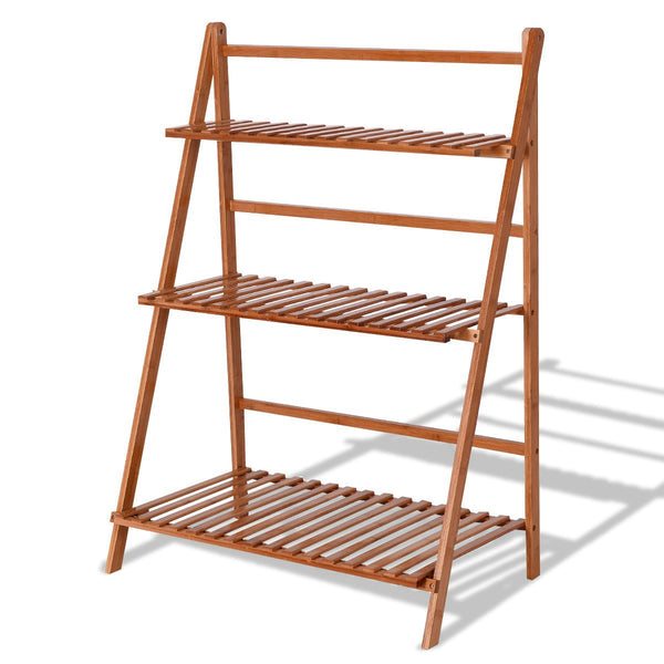 3-tier Folding Bamboo Flower Shelf