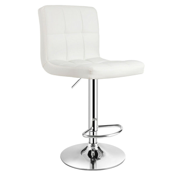 Armless PU Leather Bar Stool with Adjustable Height and Swivel Seat