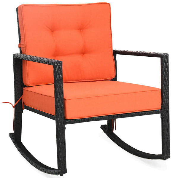 Patio Rattan Rocker Outdoor Glider Rocking Chair Cushion Lawn