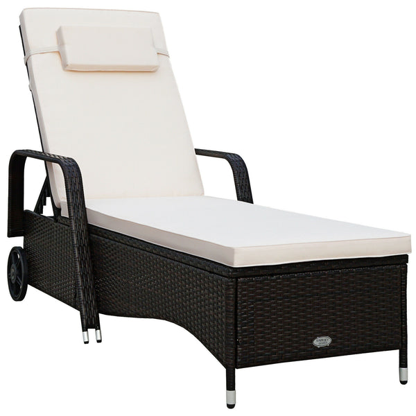 Outdoor Recliner Cushioned Chaise Lounge with Adjustable Backrest