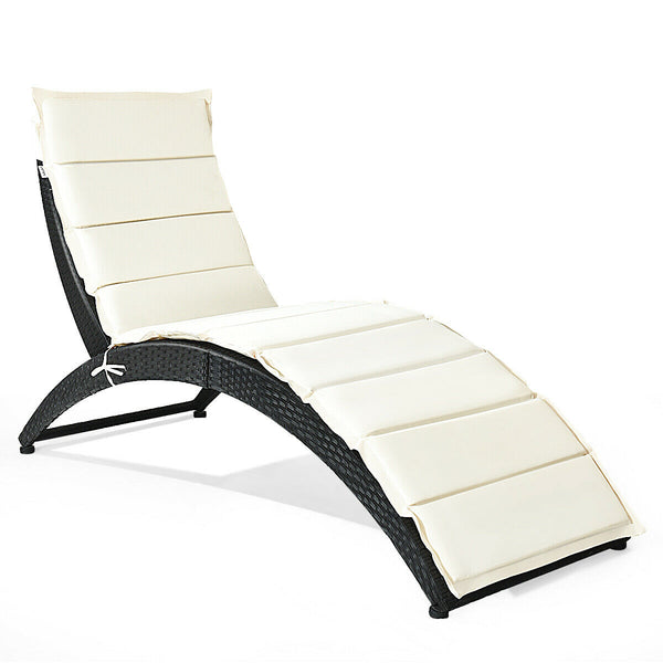 Foldable Patio Lounge Chair with Cushion for Backyard