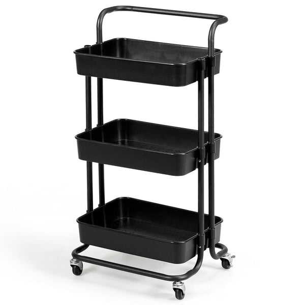 3-Tier Utility Cart Storage Rolling Cart with Casters