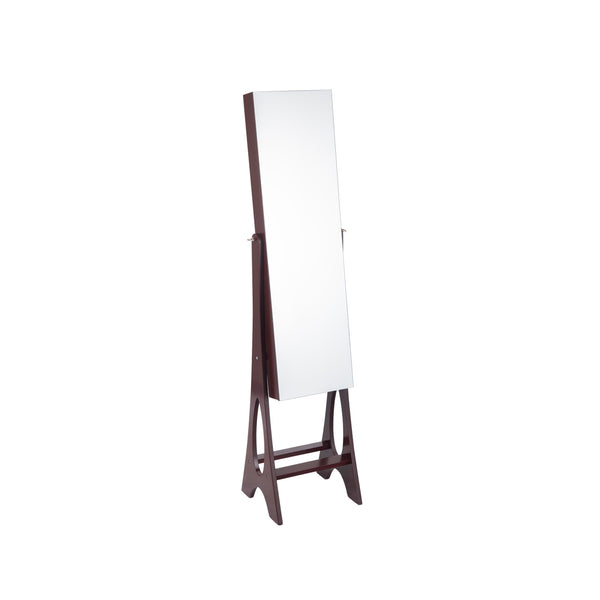 Freestanding Jewelry Cabinet Armoire Organizer with Bevel Edge Mirror