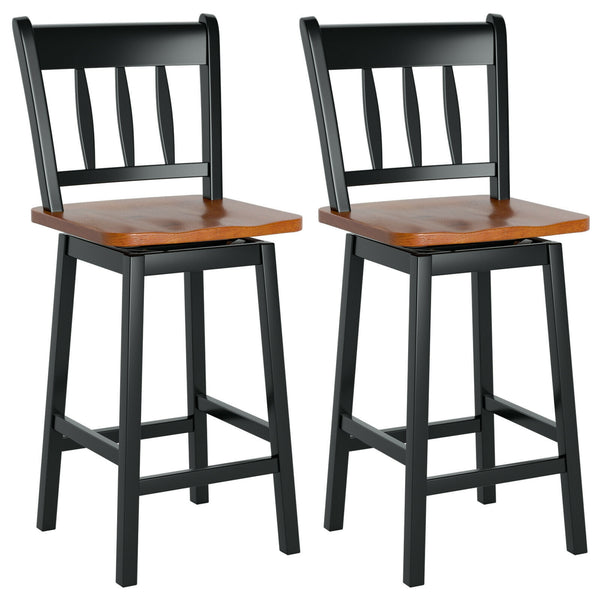 24.5 Inches Set of 2 Swivel Bar Stools with 360 Degree Swiveling