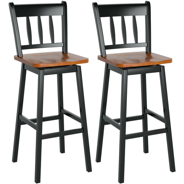 30.5 Inches Set of 2 Swivel Bar Stools with 360 Degree Swiveling