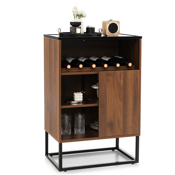 Wine Storage Cabinet Buffet Sideboard with Adjustable Shelf and Sliding Door