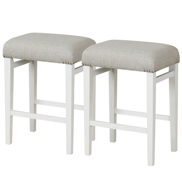 2 Pieces 24.5/29.5 Inch Backless Barstools with Padded Seat Cushions