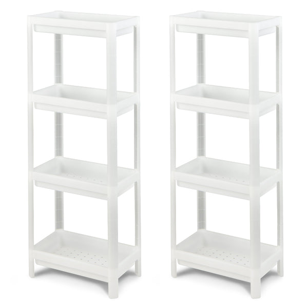 2 Packs 4-Tier Detachable Slim Storage Cart with Drainage Holes for Small Space