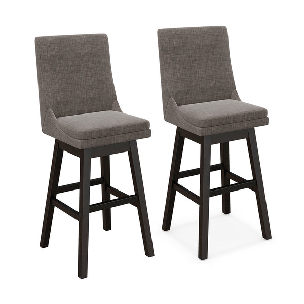 Set of 2 360 Degree Swivel Bar Stool with Rubber Wood Legs Footrest