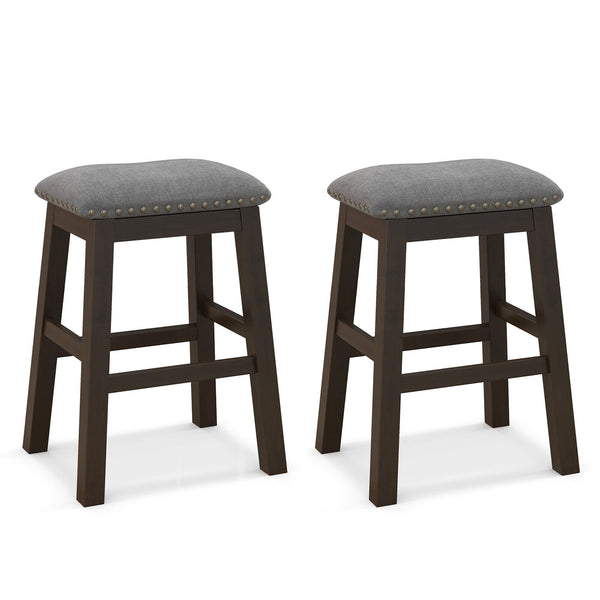 2 Piece 24.5 Inch Counter Height Bar Stool Set with Padded Seat