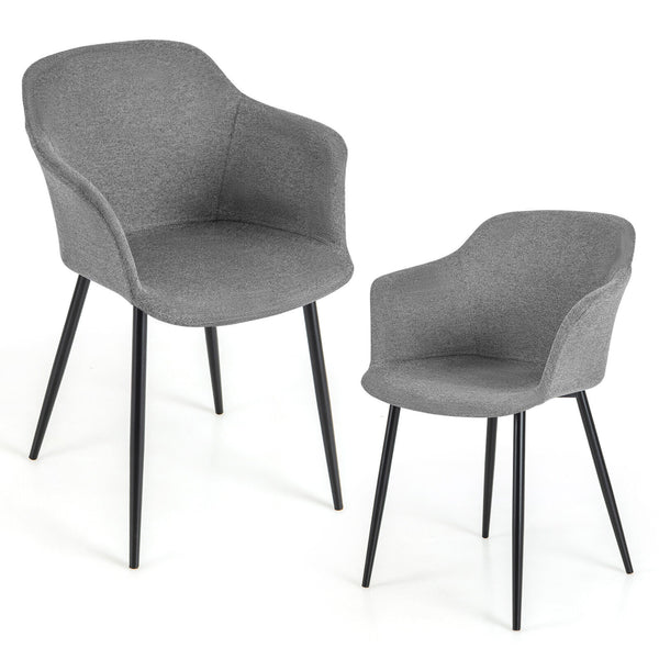 Set of 2 Upholstered Dining Chair with Ergonomic Backrest Design