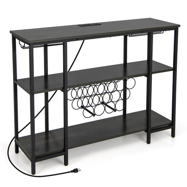 Industrial Wine Rack Wine Bar Cabinet with Storage Shelves