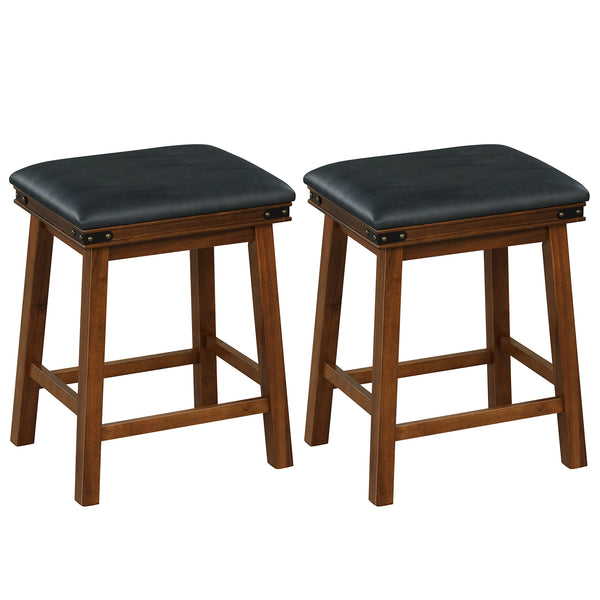 Set of 2 24/30 Inch Dining Bar Stool with Rubber Wood