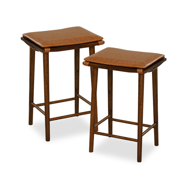 Set of 2 25.5 Inch Barstools with Removable Cushion and Footrest