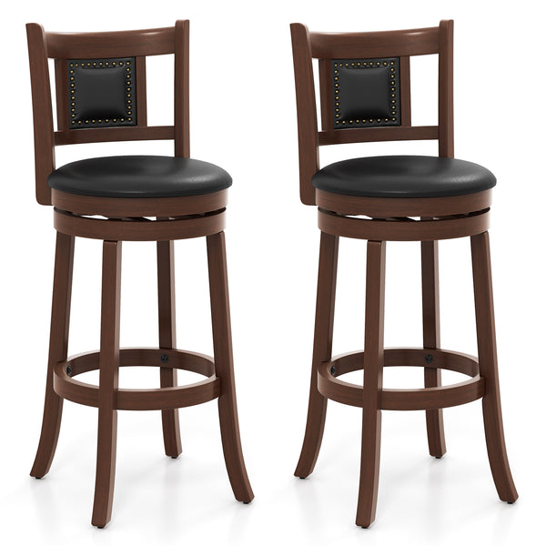 Swivel Bar Stool Set of 2 with Curved Backrest