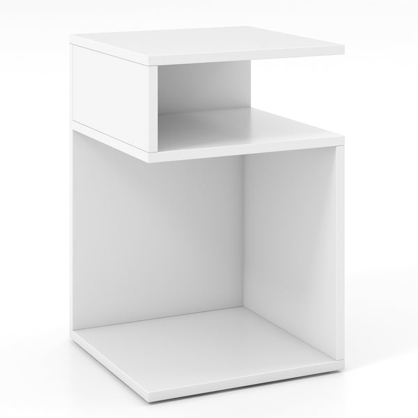 S-Shaped Side Table with Unique S-shaped Frame and 2 Open Compartments