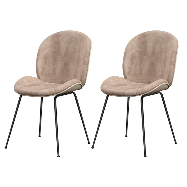 Set of 2 Armless Dining Chairs with Metal Base and Padded Seat