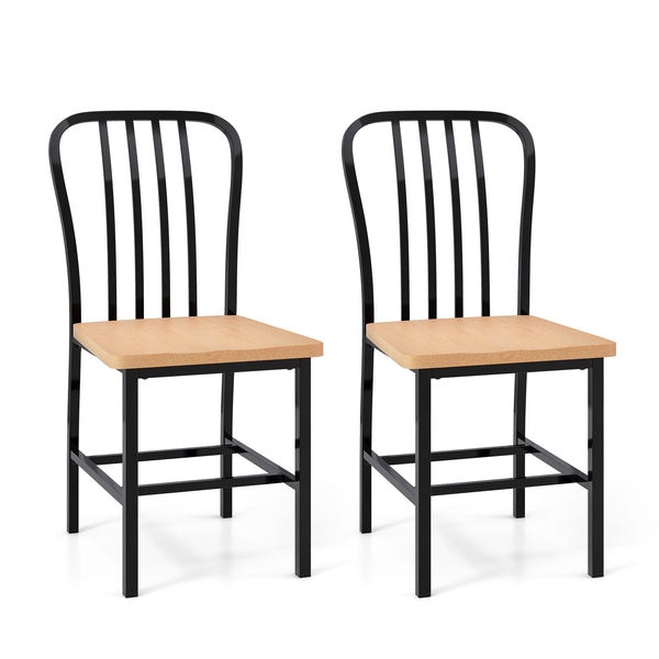 Armless Spindle Back Dining Chair Set of 2 with Ergonomic Seat