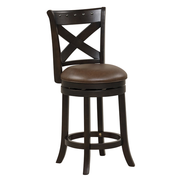 26 Inch/31 Inch Swivel Bar Stool with Curved Backrest PU Leather Seat and Footrest