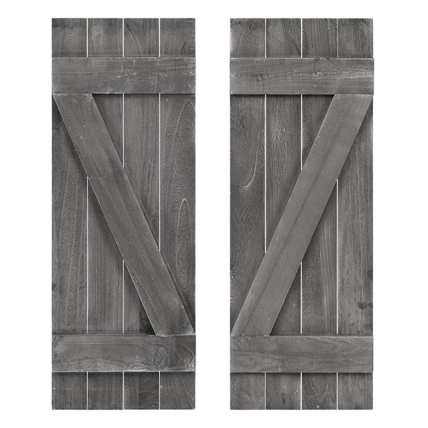 36 x 13 Inch Farmhouse Paulownia Wood Window Shutters Set of 2 for Windows