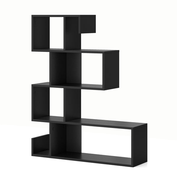 5-Tier S-Shaped Bookshelf Geometric Z-Shelf Bookcase with Open Cubes