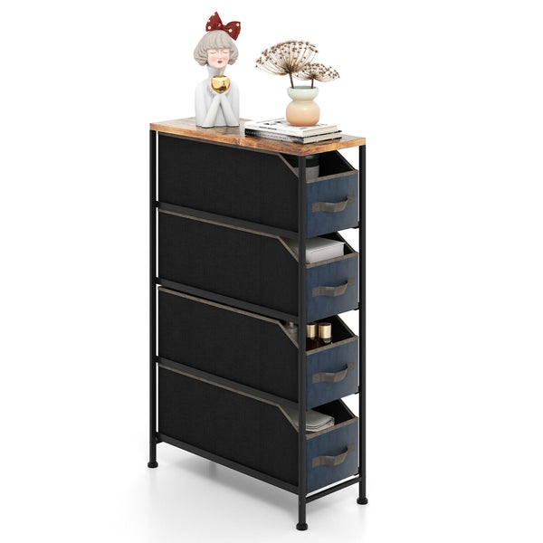 Vertical Narrow Dresser with 4 Removable Fabric Drawers