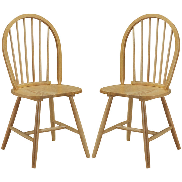 Set of 2 Vintage Windsor Wood Chair with Spindle Back for Dining Room