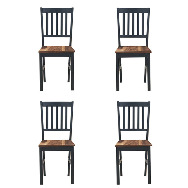 Set of 4 Dining Chair Spindle Back Wooden Legs