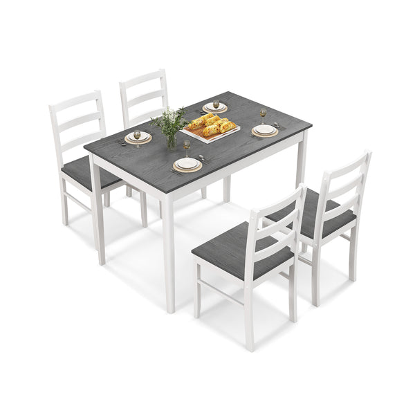 5-Piece Wooden Dining Set with Rectangular Table and 4 Chairs