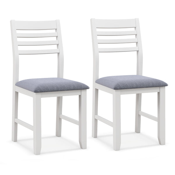 Wooden Dining Chair Set of 2 with Rubber Wood Frame, Padded Cushion and Ladder Back