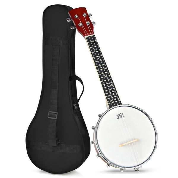 24 Inch Sonart 4-String Banjo Ukulele with Remo Drumhead and Gig Bag