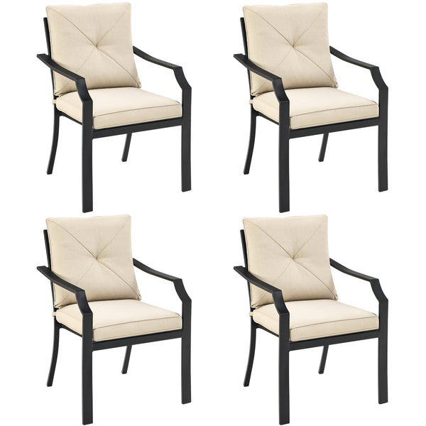 4 Pieces Outdoor Dining Set with Removable Cushions and Rustproof Steel Frame