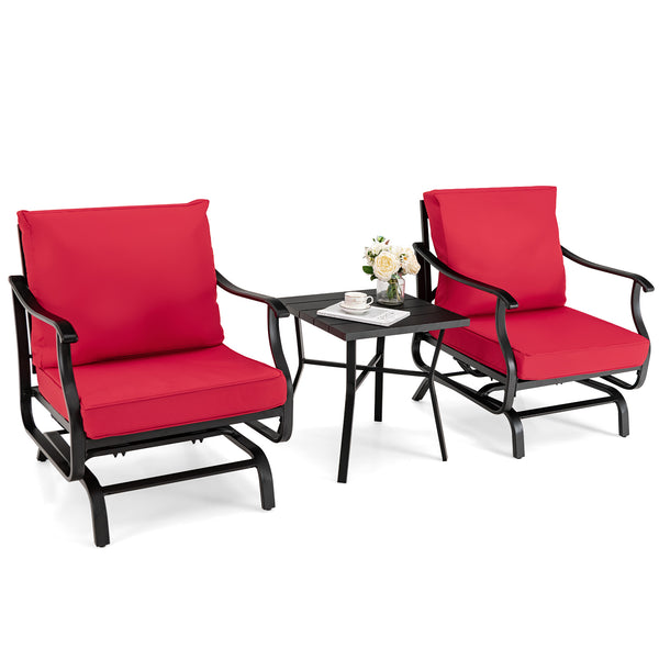 3 Piece Patio Rocking Chair Set with Coffee Table