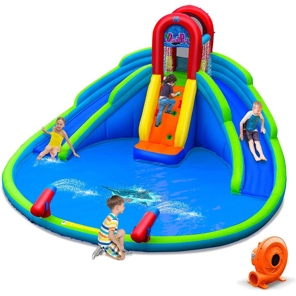 Inflatable Water Park Waterslide for Kids Backyard with 780W Air Blower