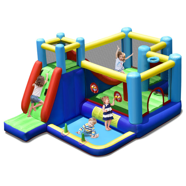 8-in-1 Kids Inflatable Bounce House with Slide without Blower