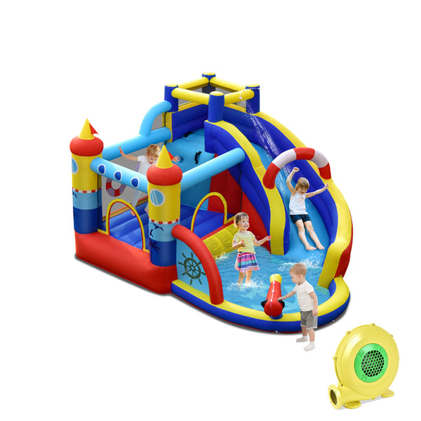 Inflatable Bounce Castle with Slide Climbing Wall and 450W Blower