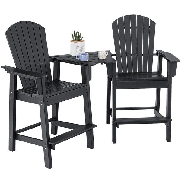 2 Pieces HDPE Tall Adirondack Chair with Middle Connecting Tray