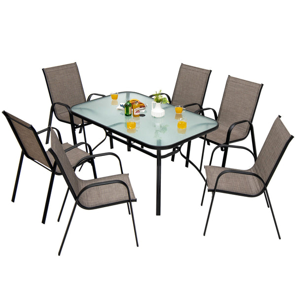 Dining Tempered Glass Table with Umbrella Hole