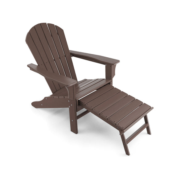 Patio HDPE Adirondack Chair with Retractable Ottoman