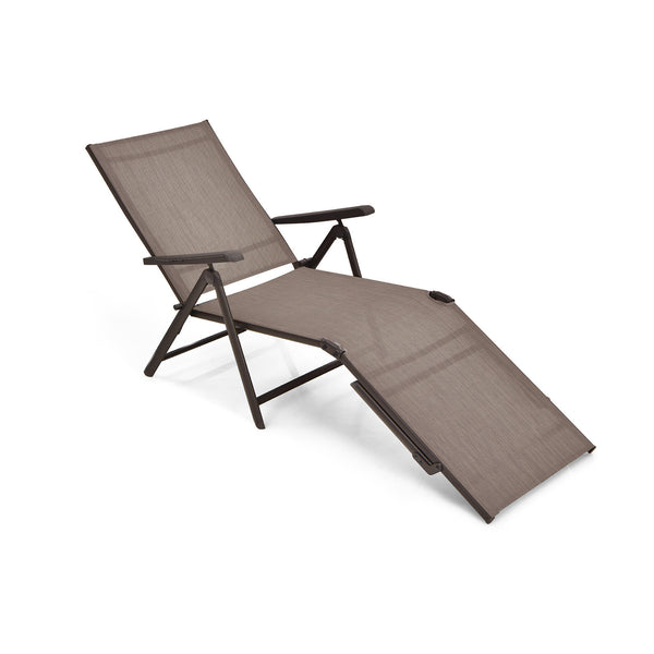 Patio Foldable Chaise Lounge Chair with Backrest and Footrest