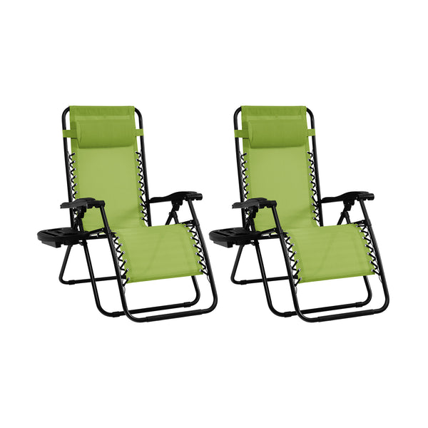 2 Pieces Folding Lounge Chair with Zero Gravity