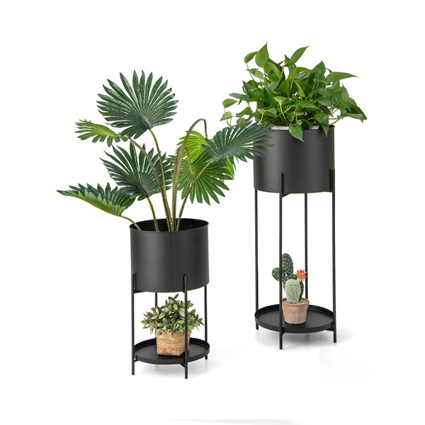 2 Metal Planter Pot Stands with Drainage Holes